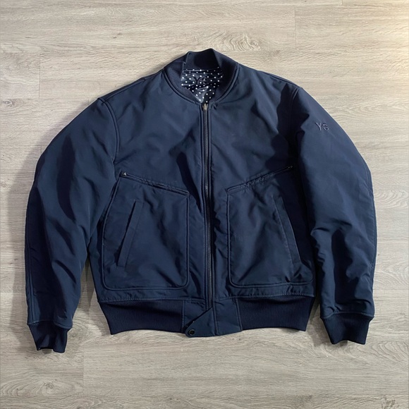 Men's Y-3 Adidas‎ Navy Polka Dot Bomber Jacket Reversible - Picture 2 of 7